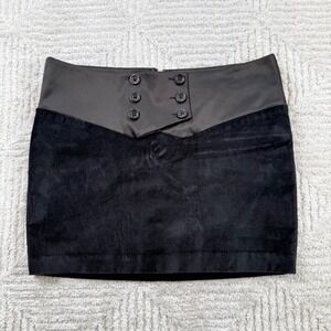 BCBGeneration Mini Skirt Women's 4 Black Velvet Satin Goth Y2K Night Out Edgy